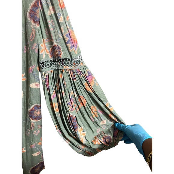 Free People Just The Two Of Us Floral Boho Tunic Dress Womens M Peasant Mini - Picture 6 of 7